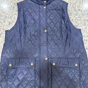 Quilted Navy Barbour Vest with Gold Accents